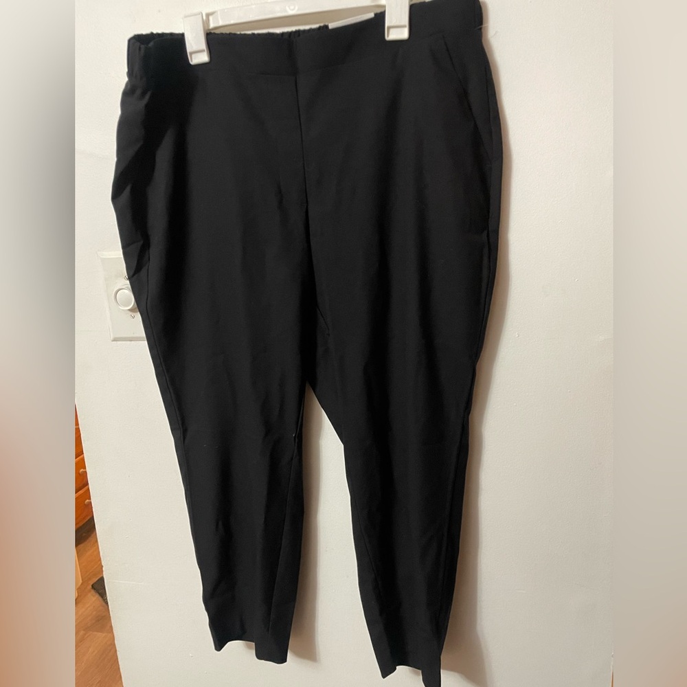 Nine West Relaxed Crop Large Black Pants Elastic Waist XXL Short NWT